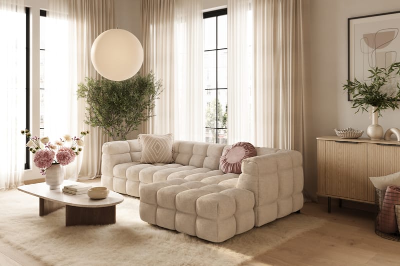 3-istuttava Sohva Elise divaanilla Oikea - Beige - Huonekalut - Sohva - Divaanisohva
