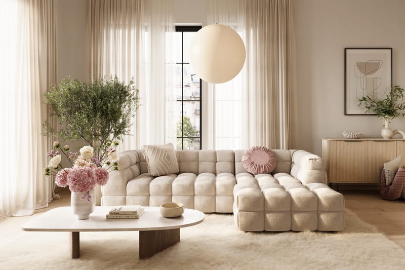 3-istuttava Sohva Elise divaanilla Oikea - Beige - Huonekalut - Sohva - Divaanisohva