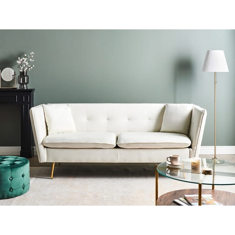 3-istuttava sohva Frederica - Valkoinen, kulta/Sametti - Huonekalut - Sohva - 3:n istuttava sohva