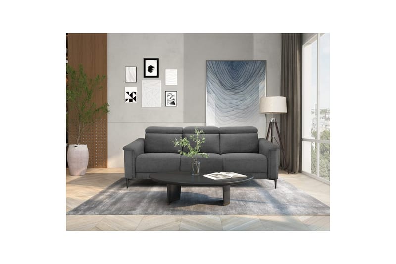 3-istuttava sohva Lund Antrasiitti, Belfast-kangas, Manuaalinen nojatuoli - Antrasiitti, Belfast-kangas, Manuaalinen nojatuoli - Huonekalut - Sohva - Mekanismisohva