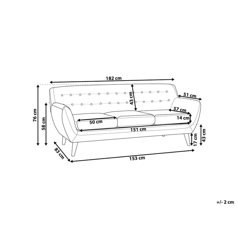 3-istuttava sohva Motala - Huonekalut - Sohva - 3:n istuttava sohva