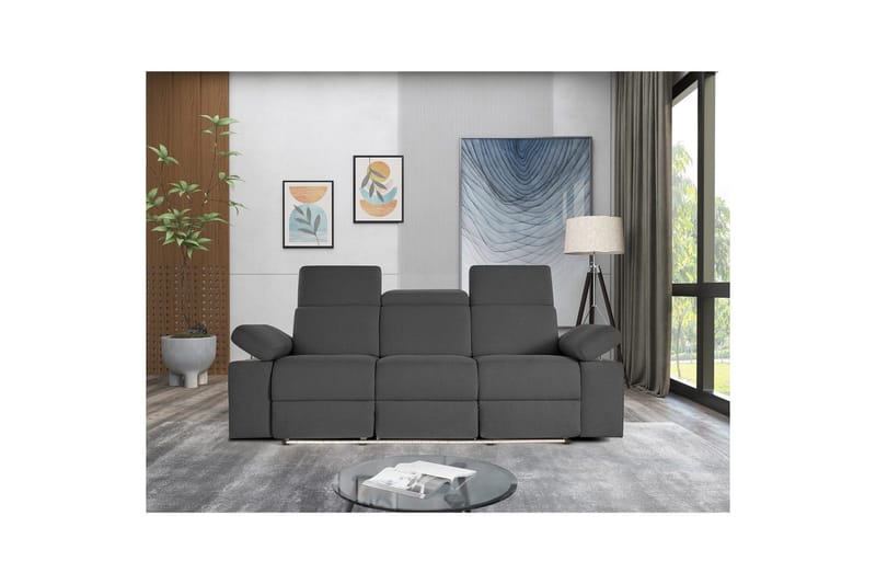 3-istuttava sohva Rayland Harmaa, Sunday-kangas, Manuaalinen nojatuoli - Harmaa, Sunday-kangas, Manuaalinen nojatuoli - Huonekalut - Sohva - Mekanismisohva - 3 istuttava mekanismisohva