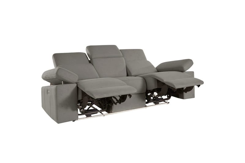3-istuttava sohva Rayland Harmaa, Sunday-kangas, Sähköinen lepotuoli - Harmaa, Sunday-kangas, Sähköinen lepotuoli - Huonekalut - Sohva - Mekanismisohva - 3 istuttava mekanismisohva