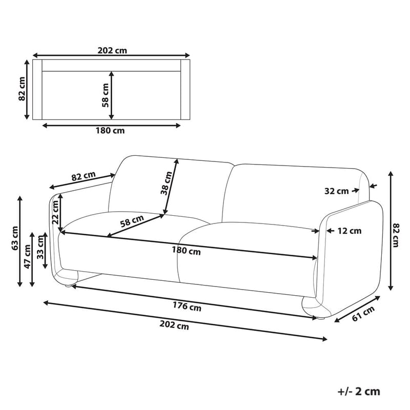 3-istuttava sohva Saland - Ruskea - Huonekalut - Sohva - 3:n istuttava sohva