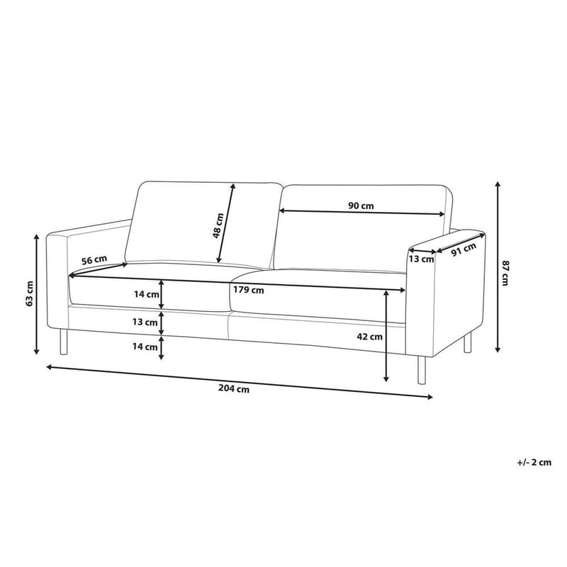 3-istuttava sohva Savalen - Valkoinen, Musta - Huonekalut - Sohva - 3:n istuttava sohva
