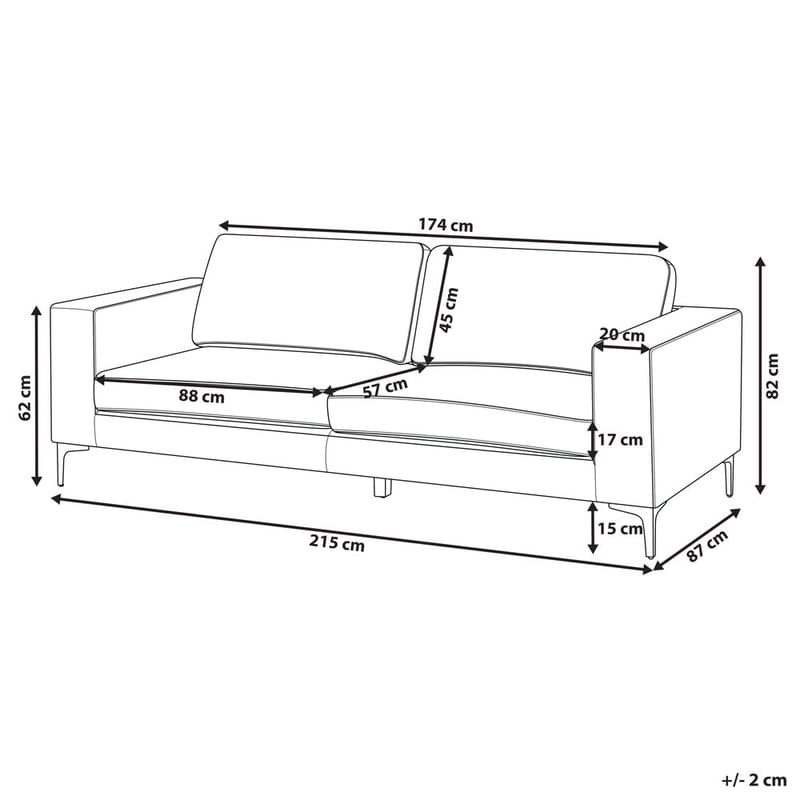 3-istuttava sohva Vadstena - Valkoinen, Musta/Bouclé - Huonekalut - Sohva - 3:n istuttava sohva