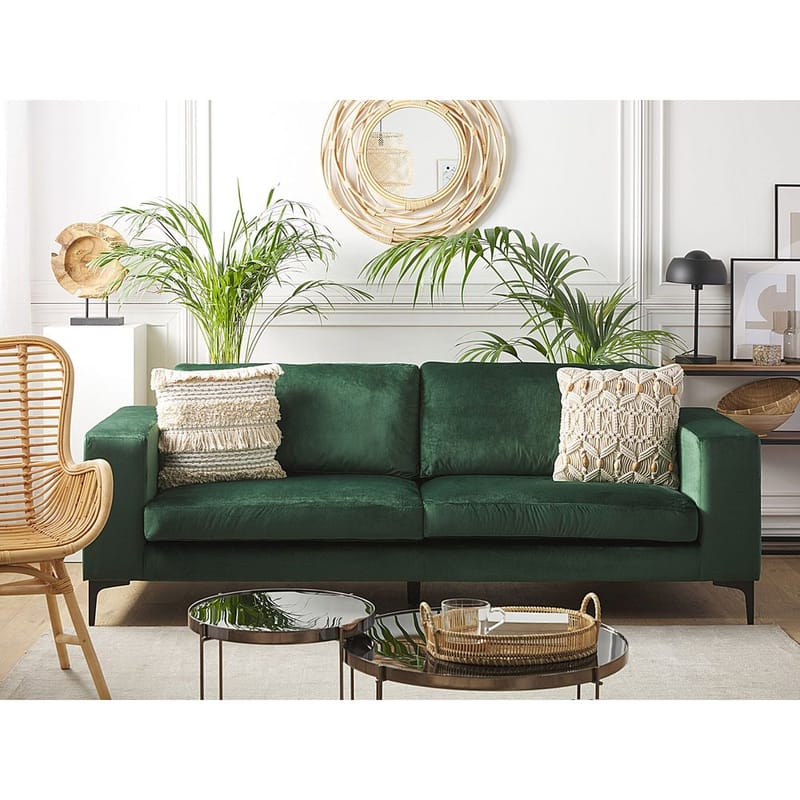 3-istuttava sohva Vadstena - Vihreä, Musta/Sametti - Huonekalut - Sohva - 3:n istuttava sohva