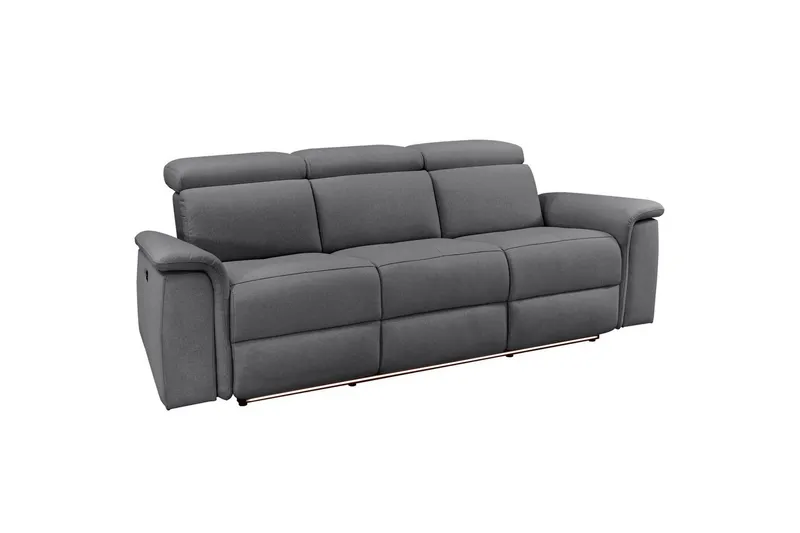 3-istuttava sohva Pareli Harmaa, Sunday-kangas, Sähköinen lepotuoli, Harmaa, Sunday-kangas, Sähköinen lepotuoli