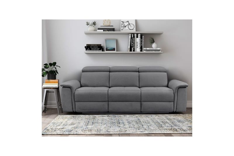 3-istuttava sohva Pareli Harmaa, Sunday-kangas, Sähköinen lepotuoli - Harmaa, Sunday-kangas, Sähköinen lepotuoli - Huonekalut - Sohva - Mekanismisohva - 3 istuttava mekanismisohva