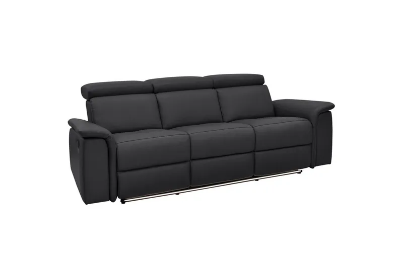 3-istuttava sohva Pareli Musta, Nahka/PU, Manuaalinen nojatuoli - Musta, Nahka/PU, Manuaalinen nojatuoli - Huonekalut - Sohva - Mekanismisohva - 3 istuttava mekanismisohva