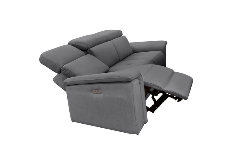 3-istuttava sohva Pareli Harmaa, Sunday-kangas, Sähköinen lepotuoli - Harmaa, Sunday-kangas, Sähköinen lepotuoli - Huonekalut - Sohva - Mekanismisohva - 3 istuttava mekanismisohva