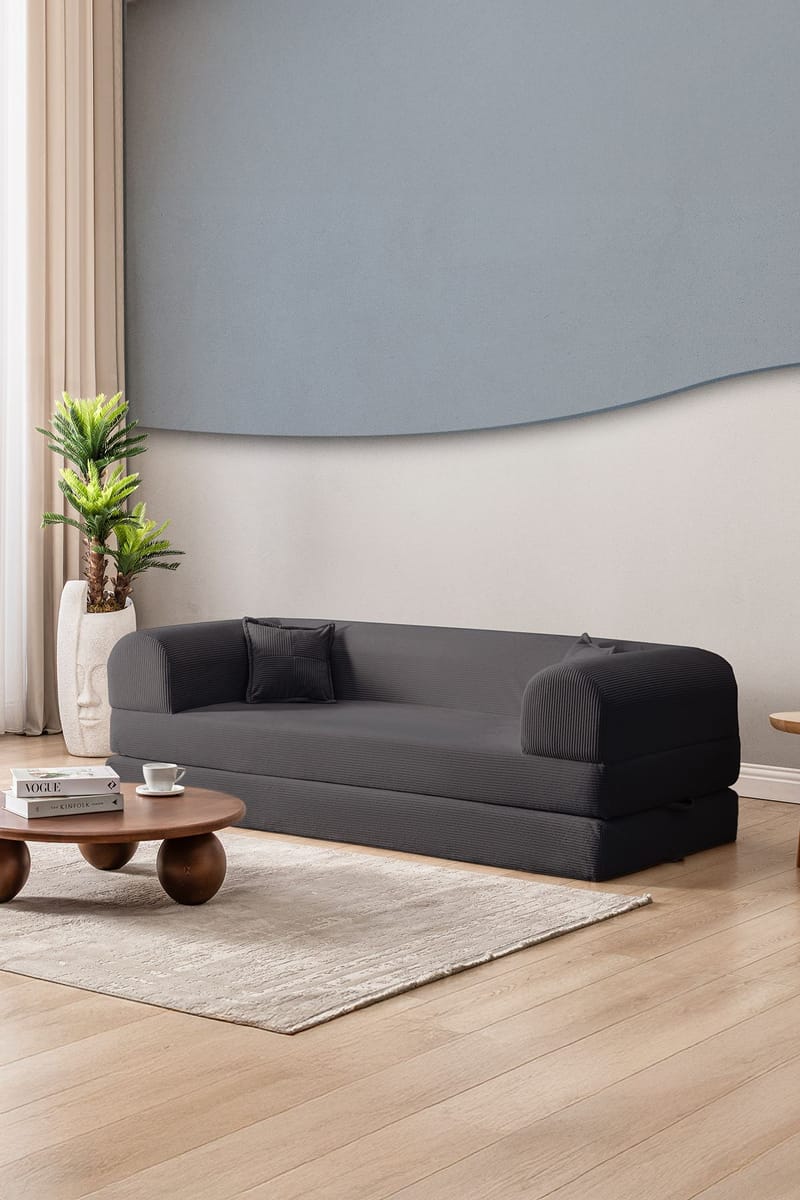 3-istuttava vuodesohva Atelier Del Sofa Legom Eco (190 x 90 x 25 cm) Antrasiitti - Antrasiitti - Huonekalut - Sohva - Vuodesohva - 3 istuttava vuodesohva