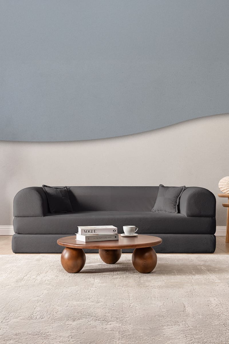 3-istuttava vuodesohva Atelier Del Sofa Legom Eco (190 x 90 x 25 cm) Antrasiitti - Antrasiitti - Huonekalut - Sohva - Vuodesohva - 3 istuttava vuodesohva