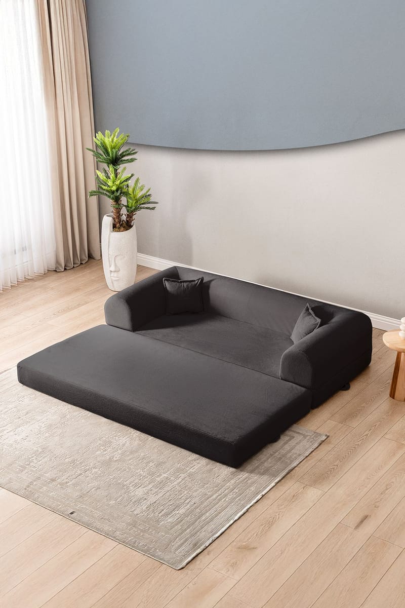 3-istuttava vuodesohva Atelier Del Sofa Legom Eco (190 x 90 x 25 cm) Antrasiitti - Antrasiitti - Huonekalut - Sohva - Vuodesohva - 3 istuttava vuodesohva