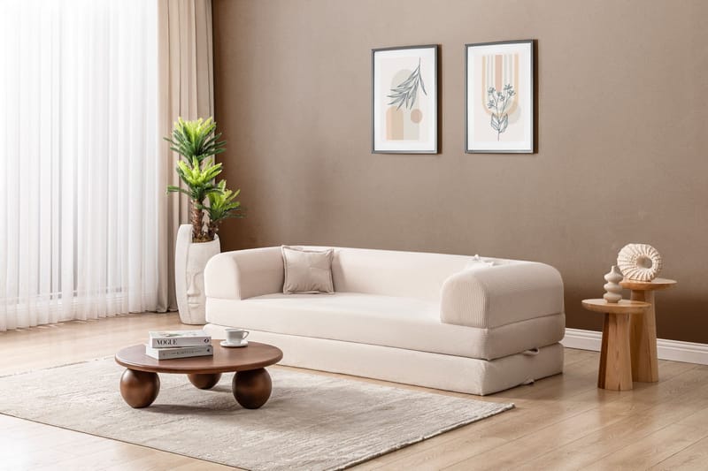 3-istuttava vuodesohva Atelier Del Sofa Legom Eco (190 x 90 x 25 cm) Kermanvärinen - Huonekalut - Sohva - Vuodesohva - 3 istuttava vuodesohva