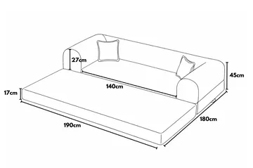 3-istuttava vuodesohva Atelier Del Sofa Legom Eco (190 x 90 x 25 cm) Kermanvärinen - Huonekalut - Sohva - Vuodesohva - 3 istuttava vuodesohva