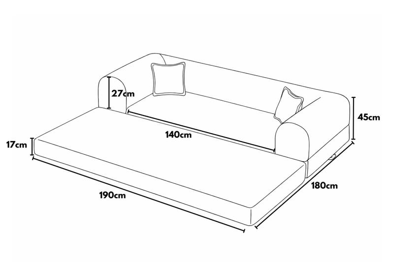 3-istuttava vuodesohva Atelier Del Sofa Legom Eco (190 x 90 x 25 cm) Sininen - Huonekalut - Sohva - Vuodesohva - 3 istuttava vuodesohva