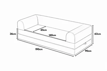 3-istuttava vuodesohva Atelier Del Sofa Legom Eco (190 x 90 x 25 cm) Vaaleanharmaa - Huonekalut - Sohva - Vuodesohva - 3 istuttava vuodesohva