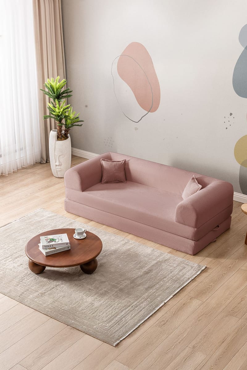 3-istuttava vuodesohva Atelier Del Sofa Legom Eco (190 x 90 x 25 cm) Vaaleanpunainen - Huonekalut - Sohva - Vuodesohva - 3 istuttava vuodesohva