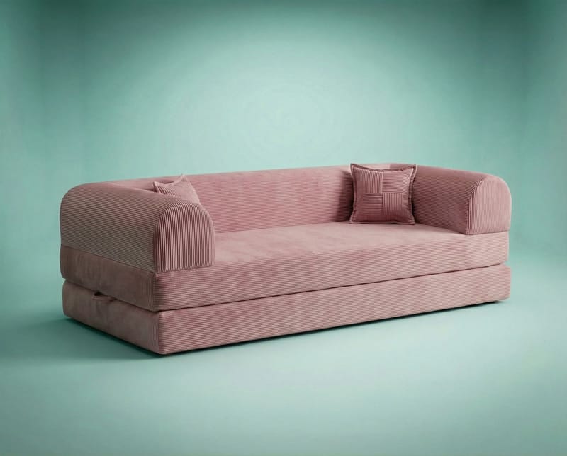 3-istuttava vuodesohva Atelier Del Sofa Legom Eco (190 x 90 x 25 cm) Vaaleanpunainen - Huonekalut - Sohva - Vuodesohva - 3 istuttava vuodesohva