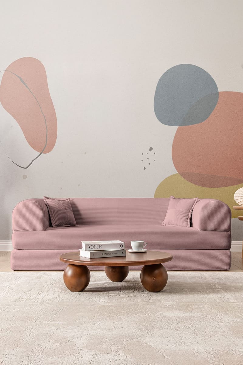 3-istuttava vuodesohva Atelier Del Sofa Legom Eco (190 x 90 x 25 cm) Vaaleanpunainen - Huonekalut - Sohva - Vuodesohva - 3 istuttava vuodesohva