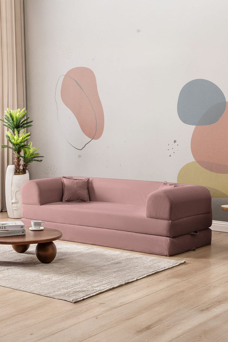 3-istuttava vuodesohva Atelier Del Sofa Legom Eco (190 x 90 x 25 cm) Vaaleanpunainen - Huonekalut - Sohva - Vuodesohva - 3 istuttava vuodesohva