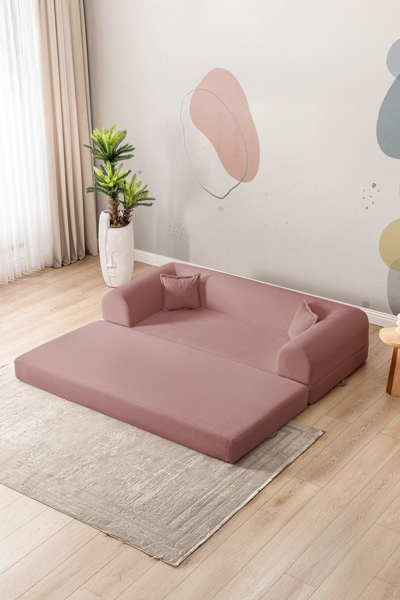 3-istuttava vuodesohva Atelier Del Sofa Legom Eco (190 x 90 x 25 cm) Vaaleanpunainen - Huonekalut - Sohva - Vuodesohva - 3 istuttava vuodesohva