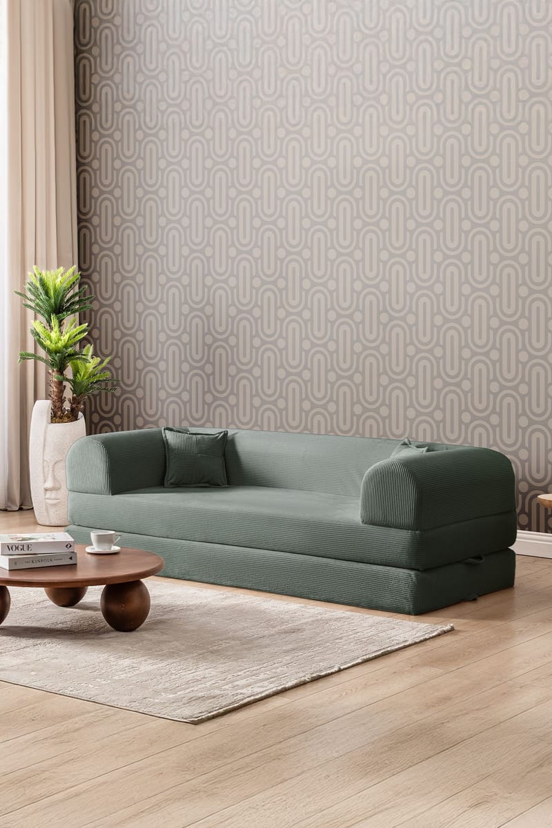 3-istuttava vuodesohva Atelier Del Sofa Legom Eco (190 x 90 x 25 cm) Vihreä - Huonekalut - Sohva - Vuodesohva - 3 istuttava vuodesohva
