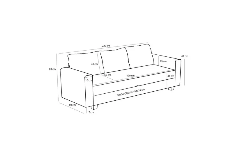 3-istuttava vuodesohva Iroulport Harmaa - Harmaa - Huonekalut - Sohva - Vuodesohva - 3 istuttava vuodesohva