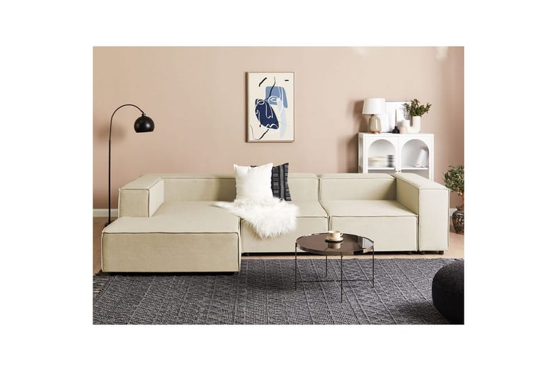 3-sits Hörnsoffa Beliani Aprica Högervänd Left-faced - Huonekalut - Sohva - Divaanisohva - 3 istuttava sohva divaanilla