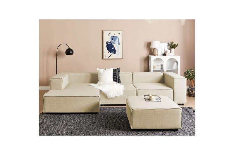 3-sits Hörnsoffa med fotpall Beliani Aprica Högervänd Left-faced - Huonekalut - Sohva - Divaanisohva - 3 istuttava sohva divaanilla