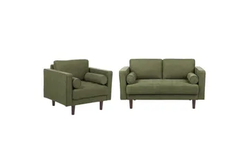 3-sits Soffgrupp Beliani Nurmo Beige/mörkt trä Green, Dark colored wood - Huonekalut - Sohva - Sohvaryhmä