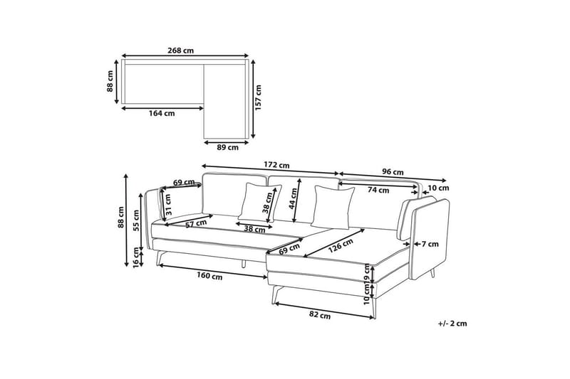 3-sitssoffa Beliani Altan Brun, Svart, Högervänd Beige Right-faced - Beige - Huonekalut - Sohva - Divaanisohva - 3 istuttava sohva divaanilla