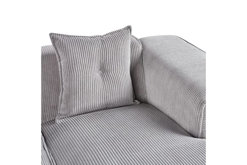 3-sitssoffa Beliani Dolva Grå, svart, Vänstervänd Grey - Harmaa - Huonekalut - Sohva - Divaanisohva - 3 istuttava sohva divaanilla