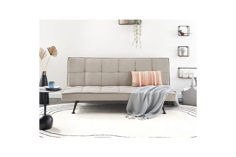 3-sitssoffa Beliani Hasle Beige, svart NO_BRAND Beige, Black - Huonekalut - Sohva - Vuodesohva - 3 istuttava vuodesohva