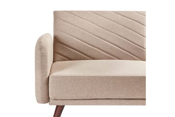 3-sitssoffa Beliani Senja Beige, mörkt trä, guld Beige - Beige - Huonekalut - Sohva - Vuodesohva - 3 istuttava vuodesohva