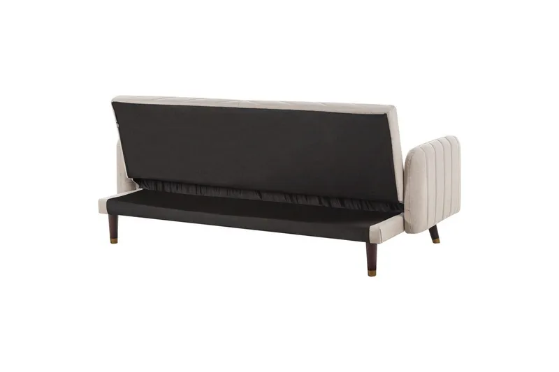 3-sitssoffa Beliani Senja Beige, mörkt trä, guld Beige||Dark colored wood||GOLD - Huonekalut - Sohva - Vuodesohva - 3 istuttava vuodesohva