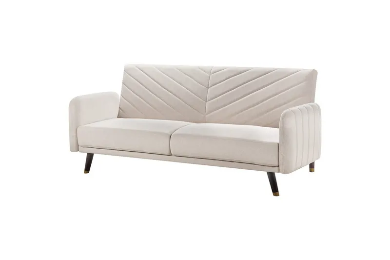 3-sitssoffa Beliani Senja Beige, mörkt trä, guld Beige||Dark colored wood||GOLD - Huonekalut - Sohva - Vuodesohva - 3 istuttava vuodesohva