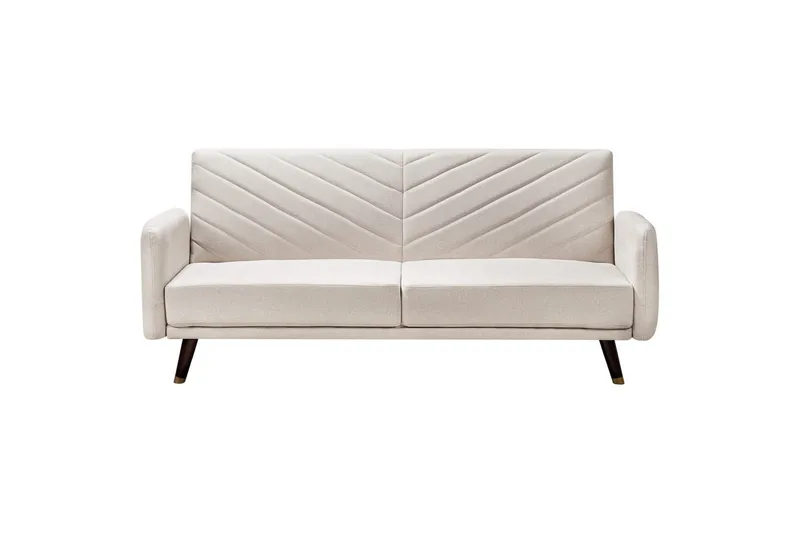 3-sitssoffa Beliani Senja Beige, mörkt trä, guld Beige||Dark colored wood||GOLD - Huonekalut - Sohva - Vuodesohva - 3 istuttava vuodesohva