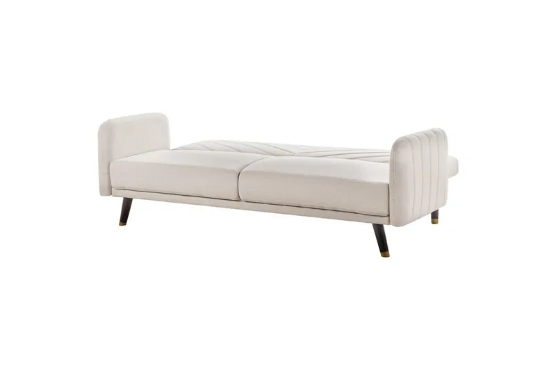 3-sitssoffa Beliani Senja Beige, mörkt trä, guld Beige||Dark colored wood||GOLD - Huonekalut - Sohva - Vuodesohva - 3 istuttava vuodesohva