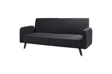 3-sitssoffa Beliani Senja Beige, mörkt trä, guld Black||Dark colored wood||GOLD - Huonekalut - Sohva - Vuodesohva - 3 istuttava vuodesohva