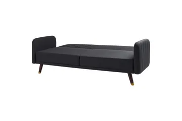 3-sitssoffa Beliani Senja Beige, mörkt trä, guld Black||Dark colored wood||GOLD - Huonekalut - Sohva - Vuodesohva - 3 istuttava vuodesohva