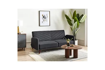 3-sitssoffa Beliani Senja Beige, mörkt trä, guld Black||Dark colored wood||GOLD - Huonekalut - Sohva - Vuodesohva - 3 istuttava vuodesohva