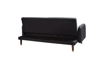 3-sitssoffa Beliani Senja Beige, mörkt trä, guld Black||Dark colored wood||GOLD - Huonekalut - Sohva - Vuodesohva - 3 istuttava vuodesohva