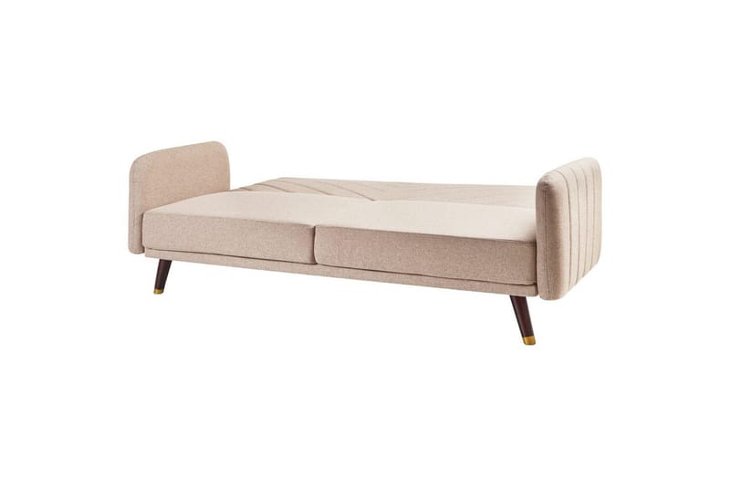 3-sitssoffa Beliani Senja Beige, mörkt trä, guld NO_BRAND Beige - Beige - Huonekalut - Sohva - Vuodesohva - 3 istuttava vuodesohva