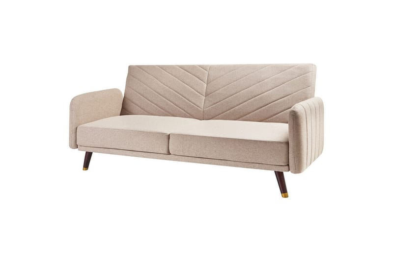 3-sitssoffa Beliani Senja Beige, mörkt trä, guld NO_BRAND Beige - Beige - Huonekalut - Sohva - Vuodesohva - 3 istuttava vuodesohva