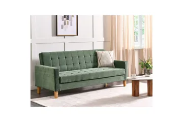 3-sitssoffa Beliani Vehkoo Grönt, ljust trä Green||Light colored wood - Huonekalut - Sohva - Vuodesohva - 3 istuttava vuodesohva
