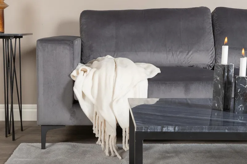 3:n ist Samettisohva Sharleen - Harmaa - Huonekalut - Sohva - 3:n istuttava sohva