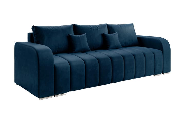 3:n ist sohva Zulueta - Sininen - 3 istuttava vuodesohva - Vuodesohva - Samettisohva