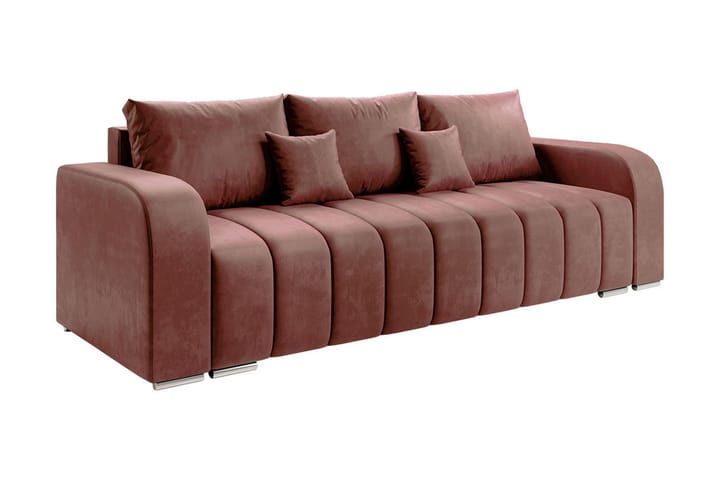 3:n ist sohva Zulueta - Vaaleanpunainen - 3 istuttava vuodesohva - Vuodesohva - Samettisohva